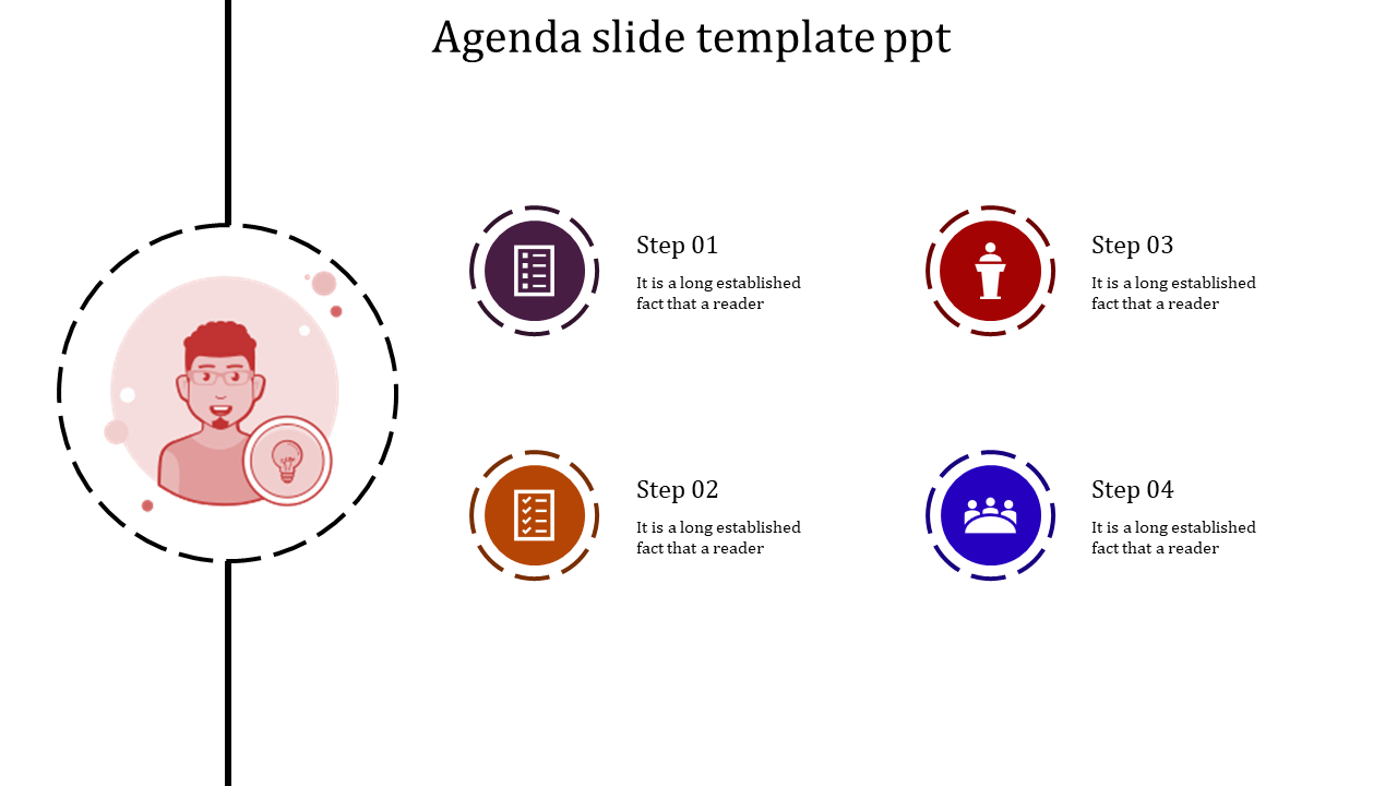 Attractive PowerPoint Agenda Template Presentation-4 Node